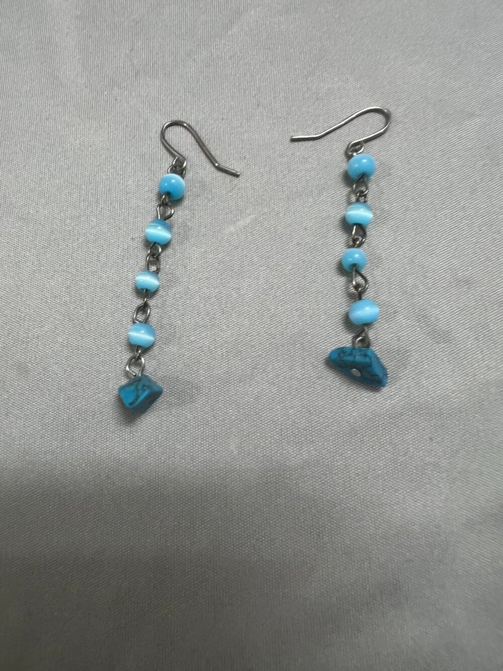 BOHO Blue Beaded Bangle Drop Earrings